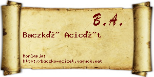 Baczkó Acicét névjegykártya